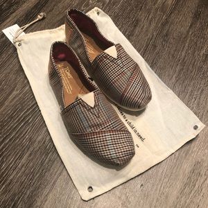 Herringbone Plaid TOMS Slip On Shoes